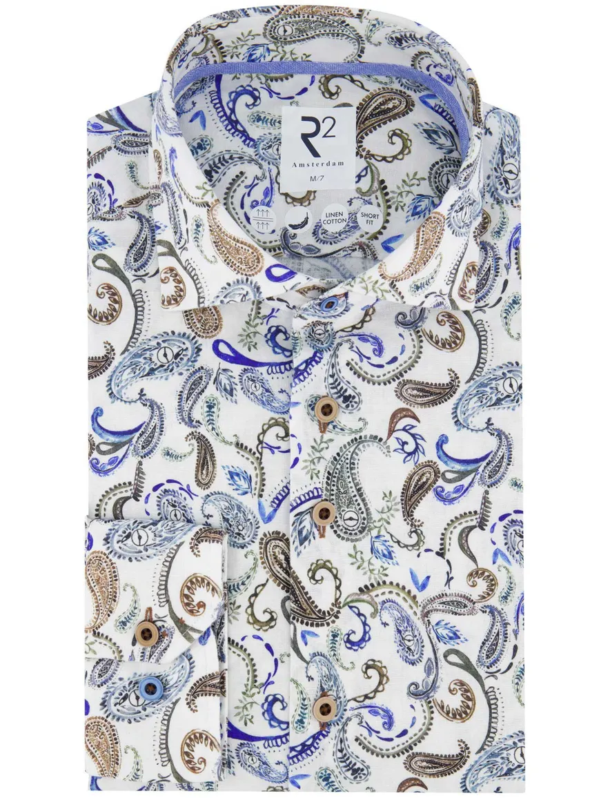 R2 overhemd mouwlengte 7 blauw