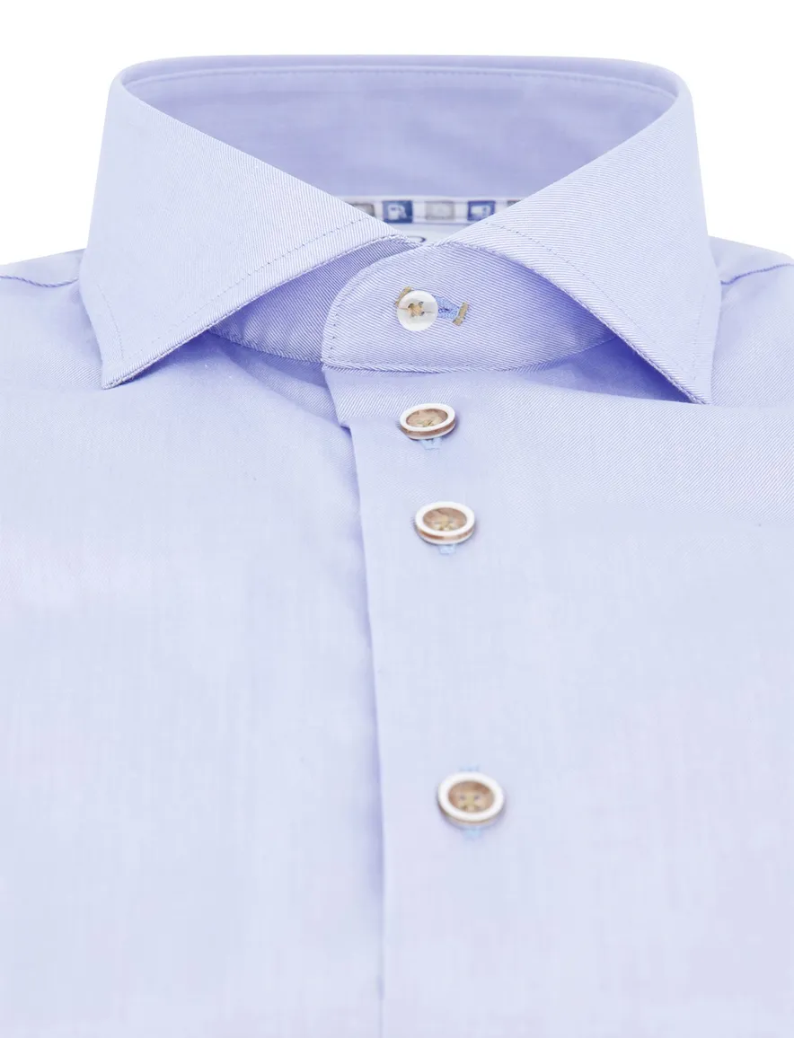 R2 overhemd mouwlengte 7 lichtblauw effen wide collar