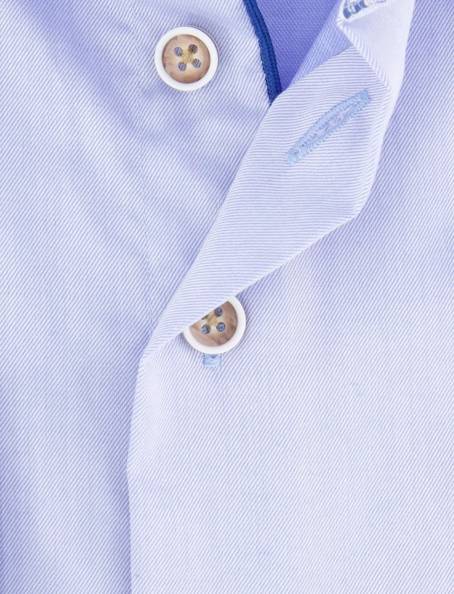 R2 overhemd mouwlengte 7 lichtblauw effen wide collar