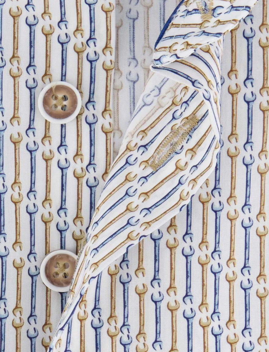 R2 overhemd mouwlengte 7 beige