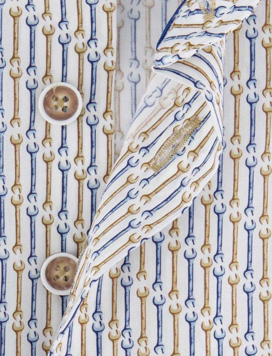 R2 overhemd mouwlengte 7 beige
