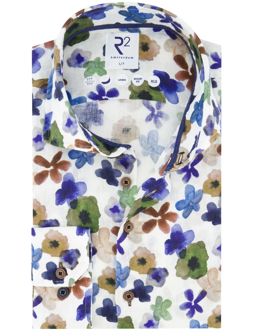 R2 overhemd blauw geprint