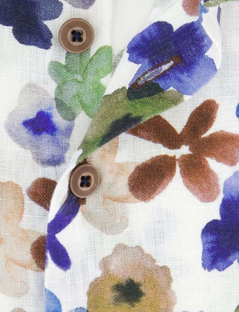 R2 overhemd blauwe bloemen print normale fit