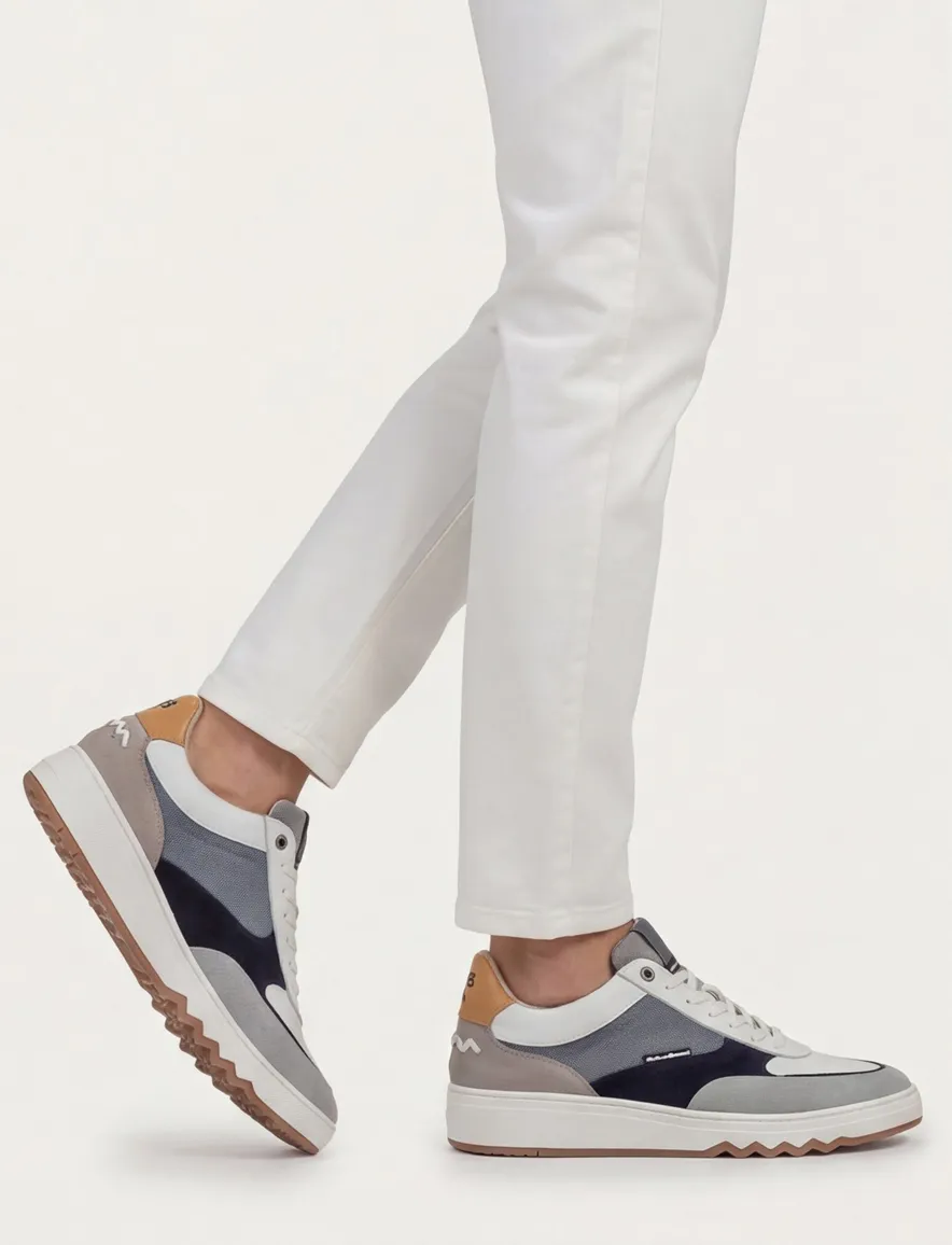 Floris van Bommel sneaker suede blauw effen