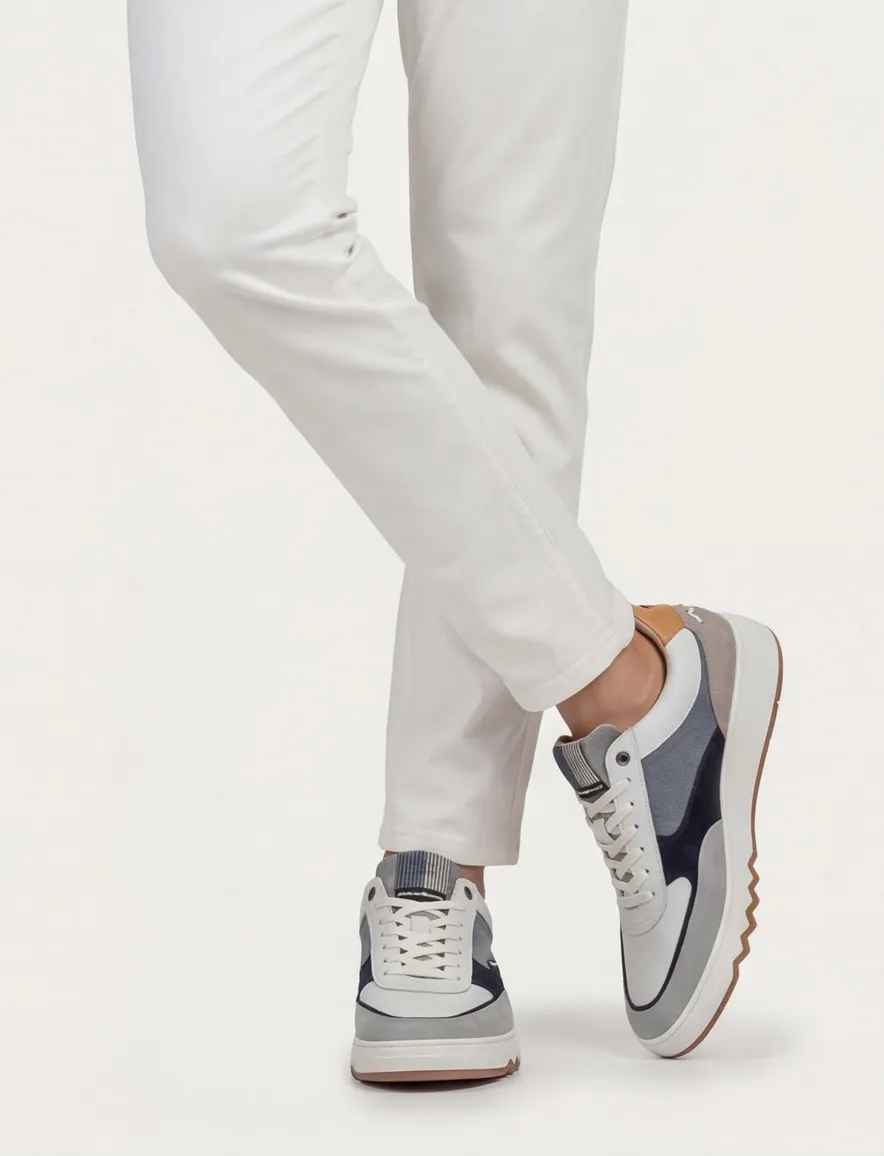 Floris van Bommel sneaker suede blauw effen