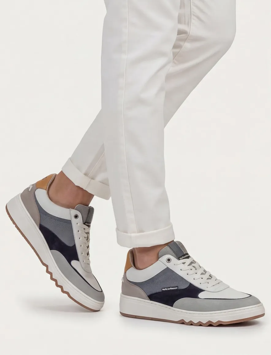 Floris van Bommel sneaker suede blauw effen