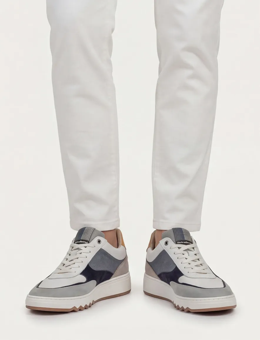 Floris van Bommel sneaker suede blauw effen