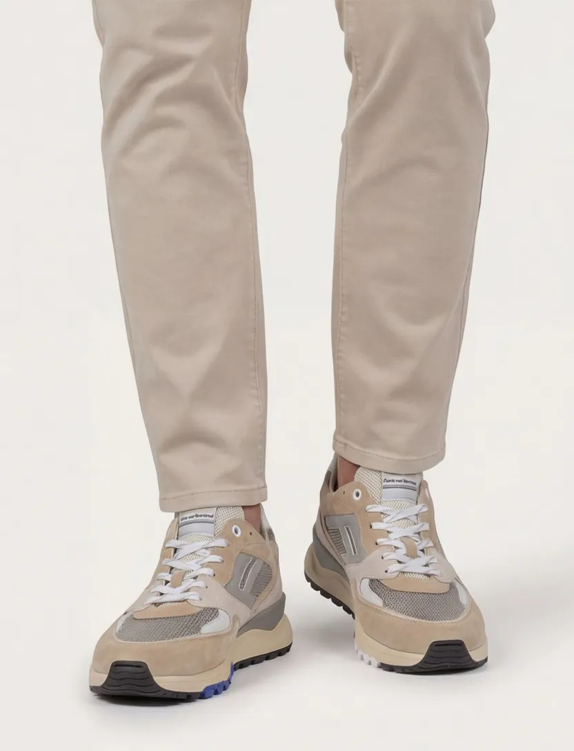 Floris van Bommel sneaker bruin beige leer effen