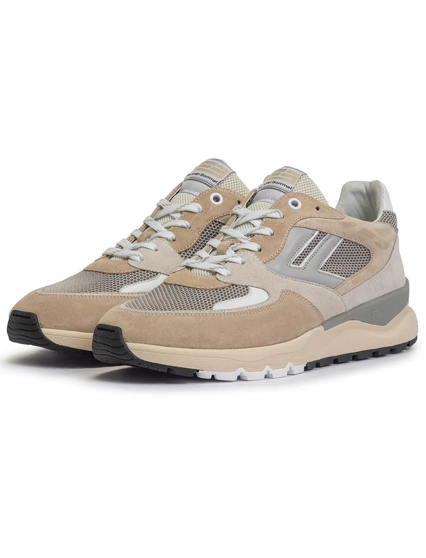 Floris van Bommel sneaker bruin beige leer effen