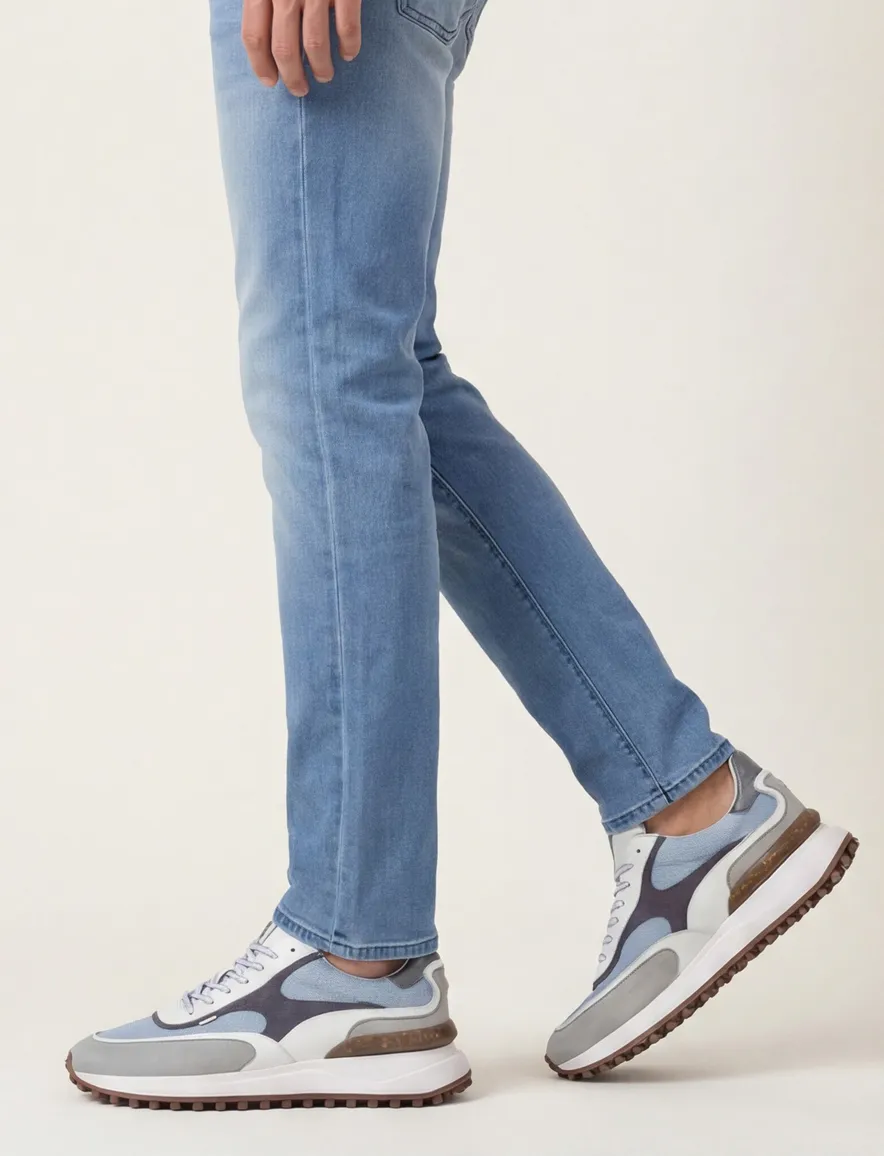 Sneakers Floris van Bommel blauw textiel effen