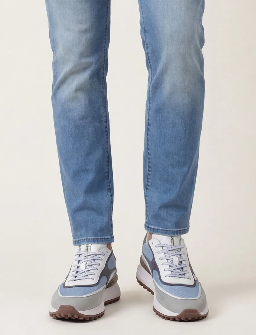 Sneakers Floris van Bommel blauw textiel effen