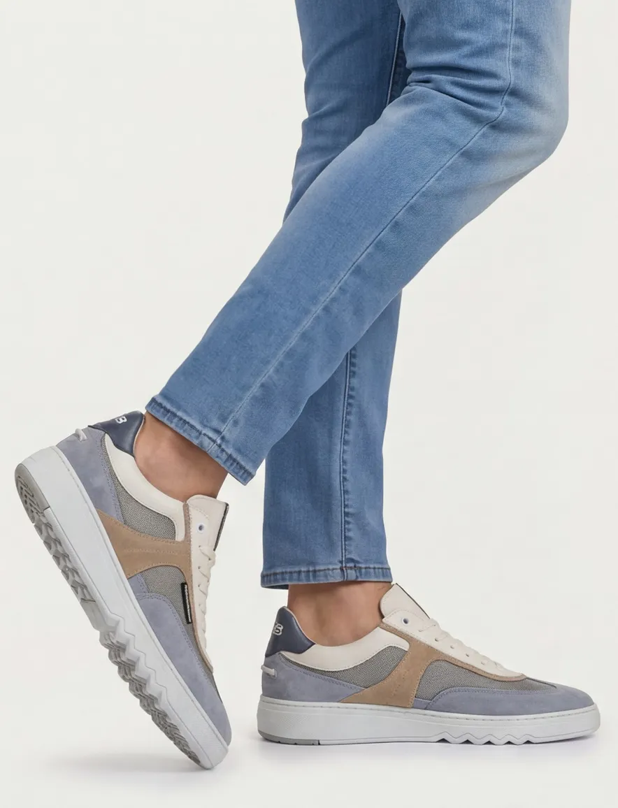 Floris van Bommel sneakers blauw bruin suede