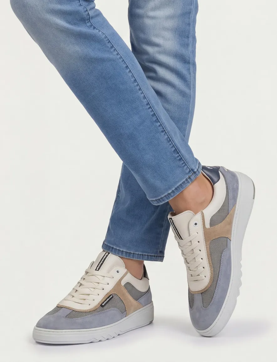Floris van Bommel sneakers blauw bruin suede