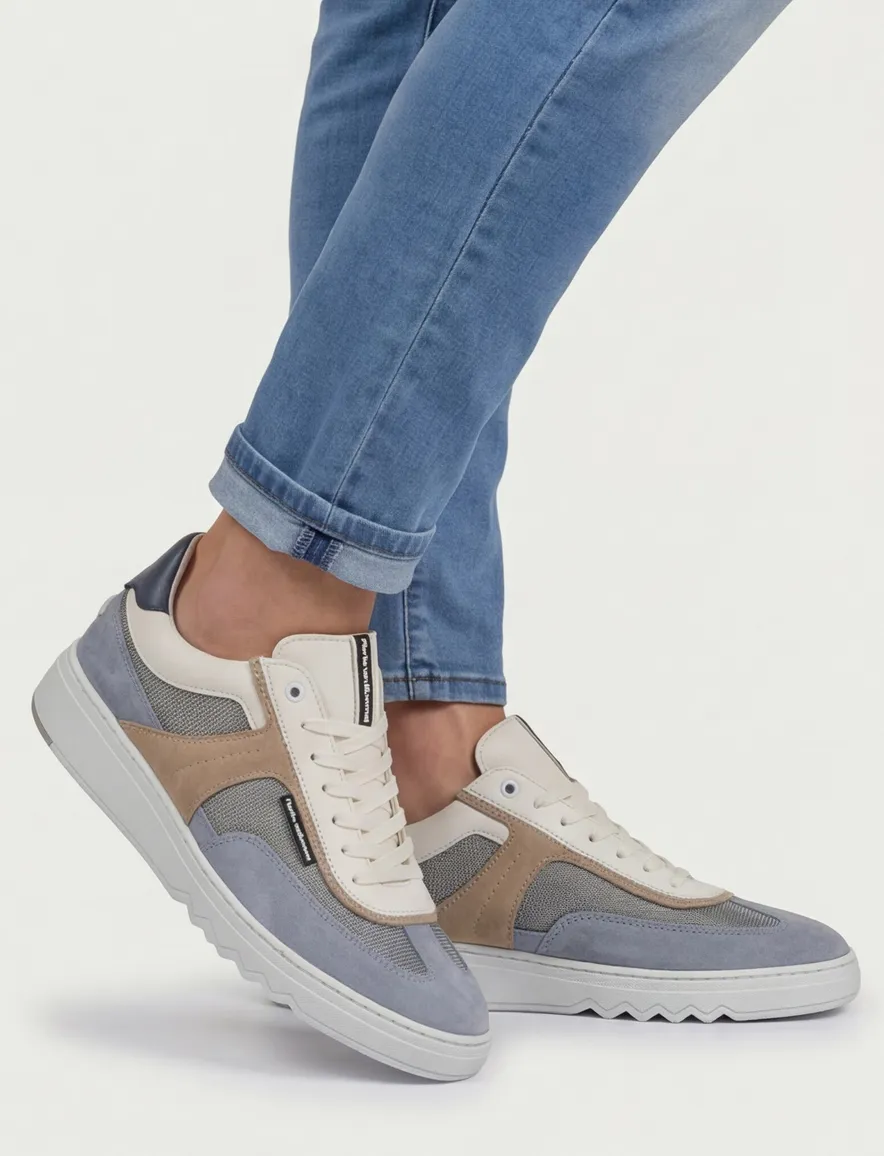 Floris van Bommel sneakers blauw bruin suede