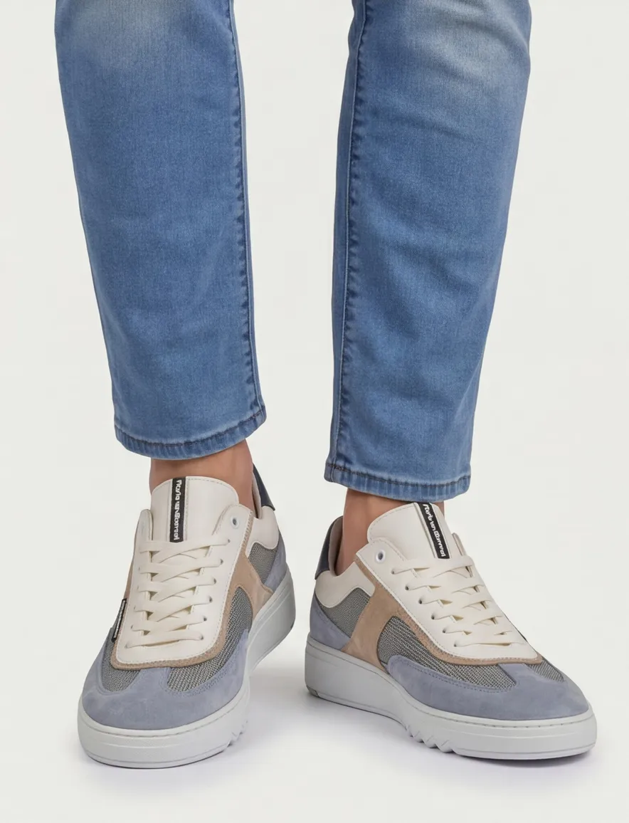 Floris van Bommel sneakers blauw bruin suede