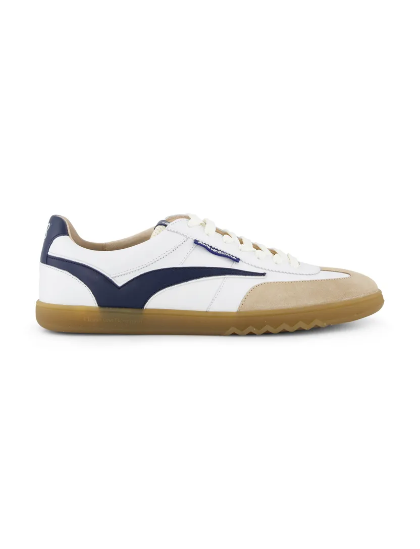 Floris van Bommel sneakers wit donkerblauw beige laag