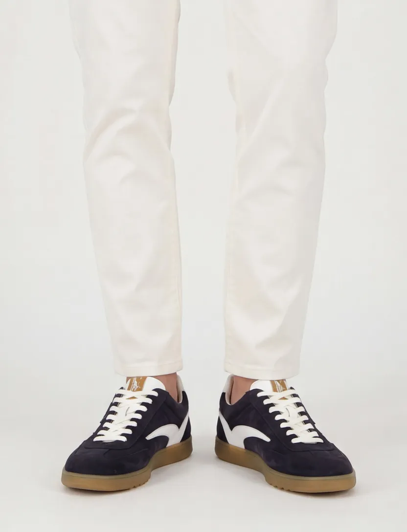 Floris van bommel sneaker donkerblauw suede laag