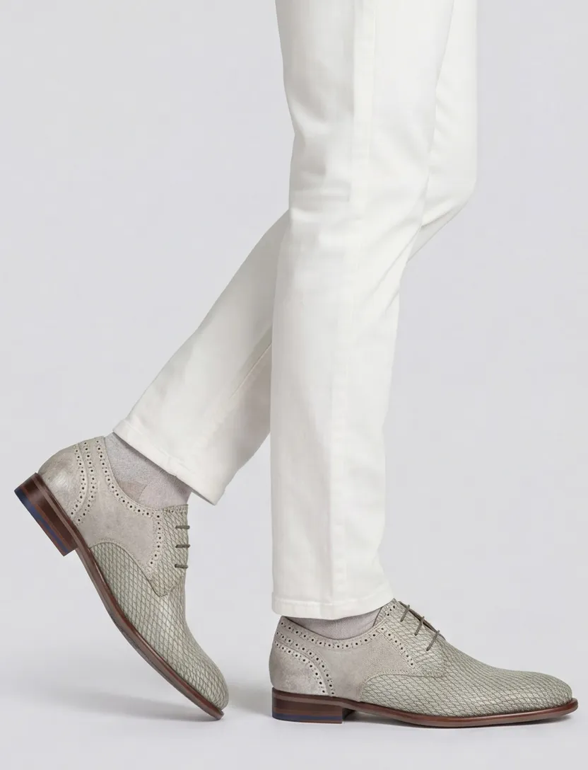 Floris van Bommel leren nette veterschoenen print grijs