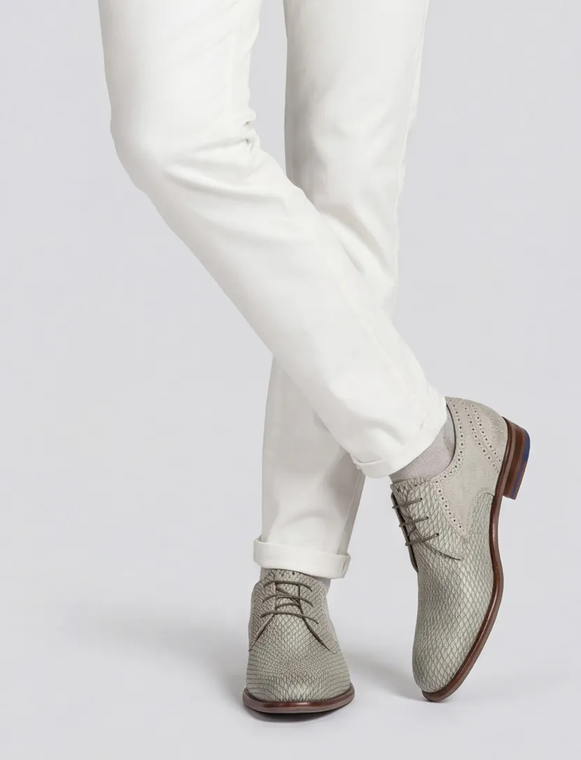 Floris van Bommel leren nette veterschoenen print grijs