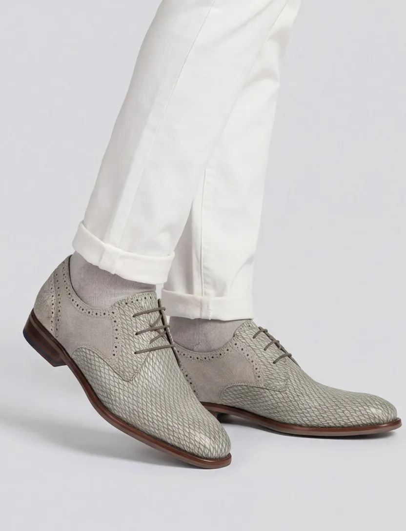 Floris van Bommel leren nette veterschoenen print grijs