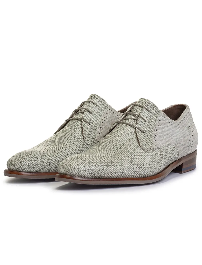 Floris van Bommel leren nette veterschoenen print grijs