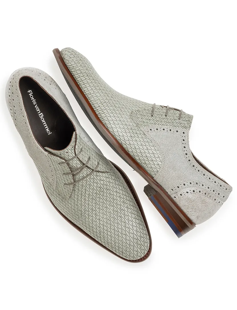 Floris van Bommel leren nette veterschoenen print grijs