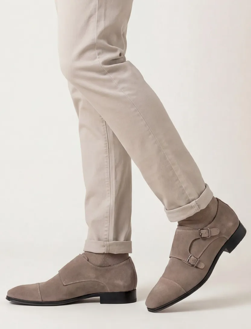 suede van Bommel nette schoen gesp bruin effen