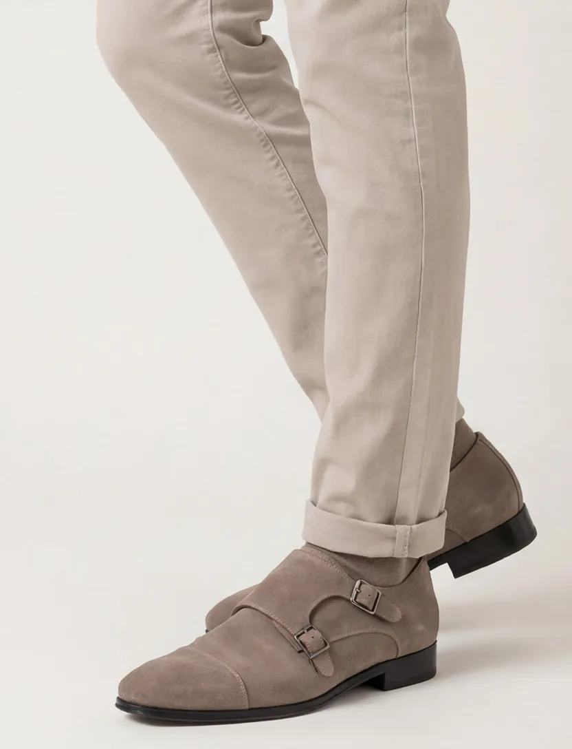 suede van Bommel nette schoen gesp bruin effen