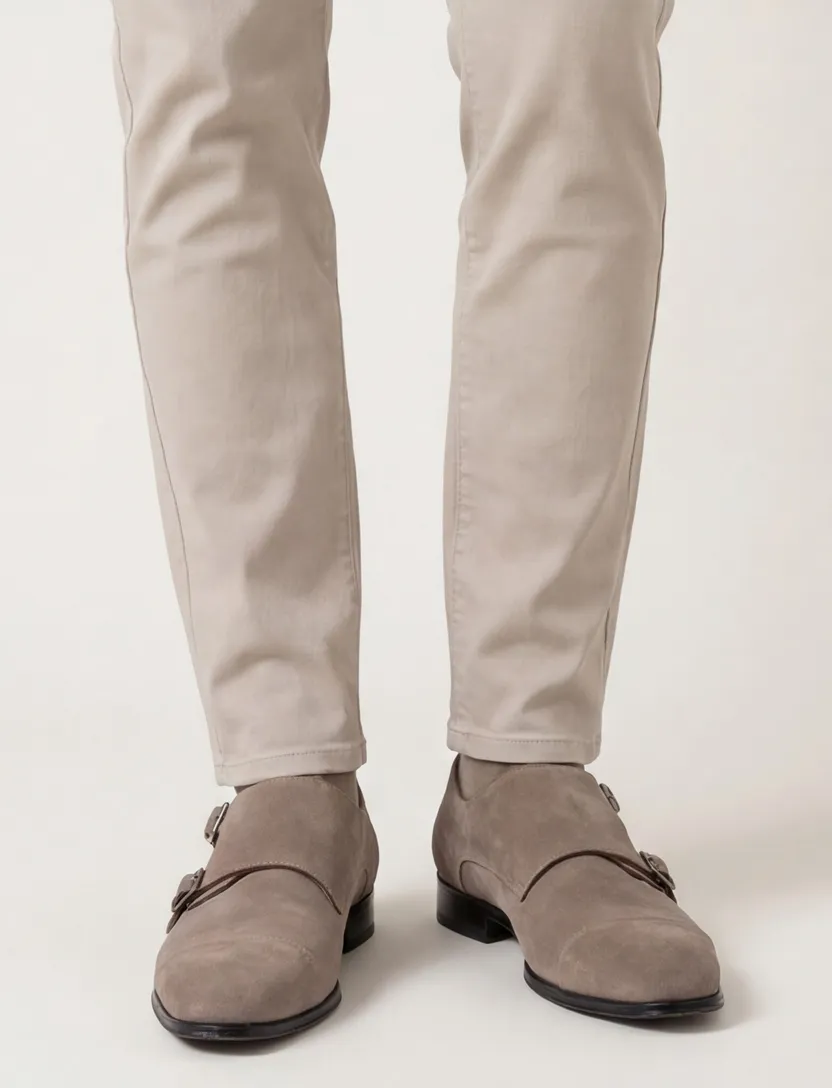 suede van Bommel nette schoen gesp bruin effen