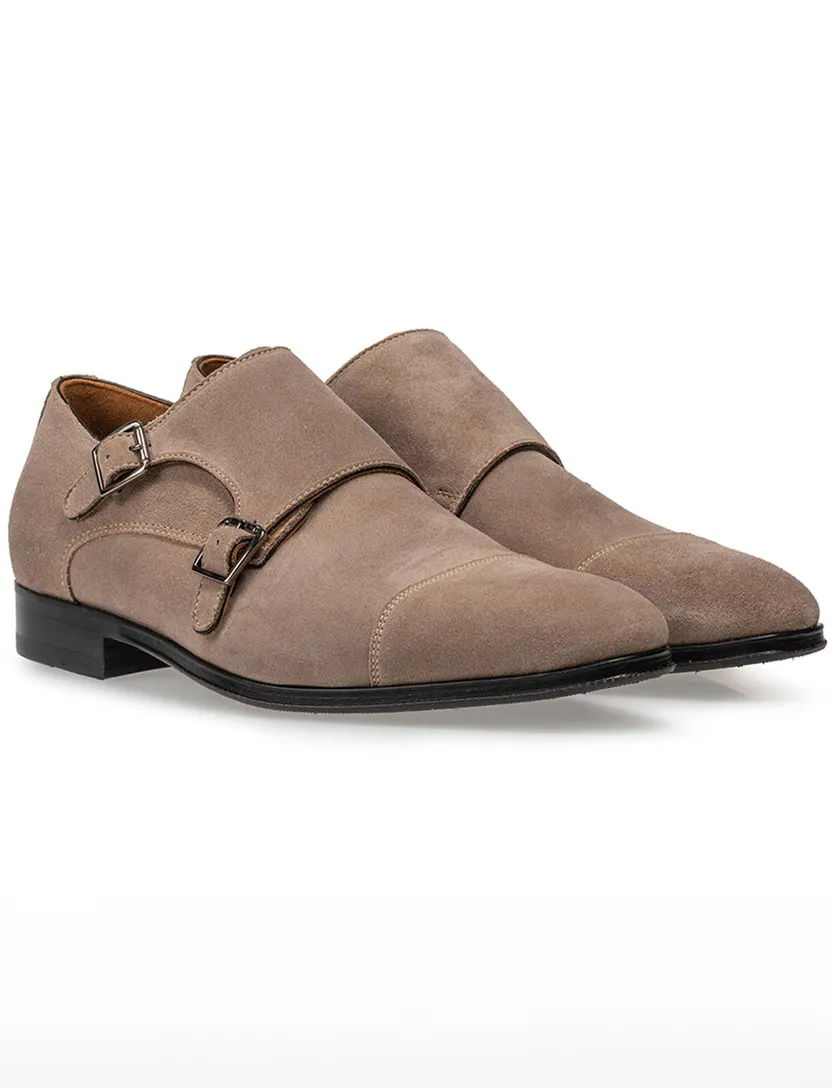 suede van Bommel nette schoen gesp bruin effen
