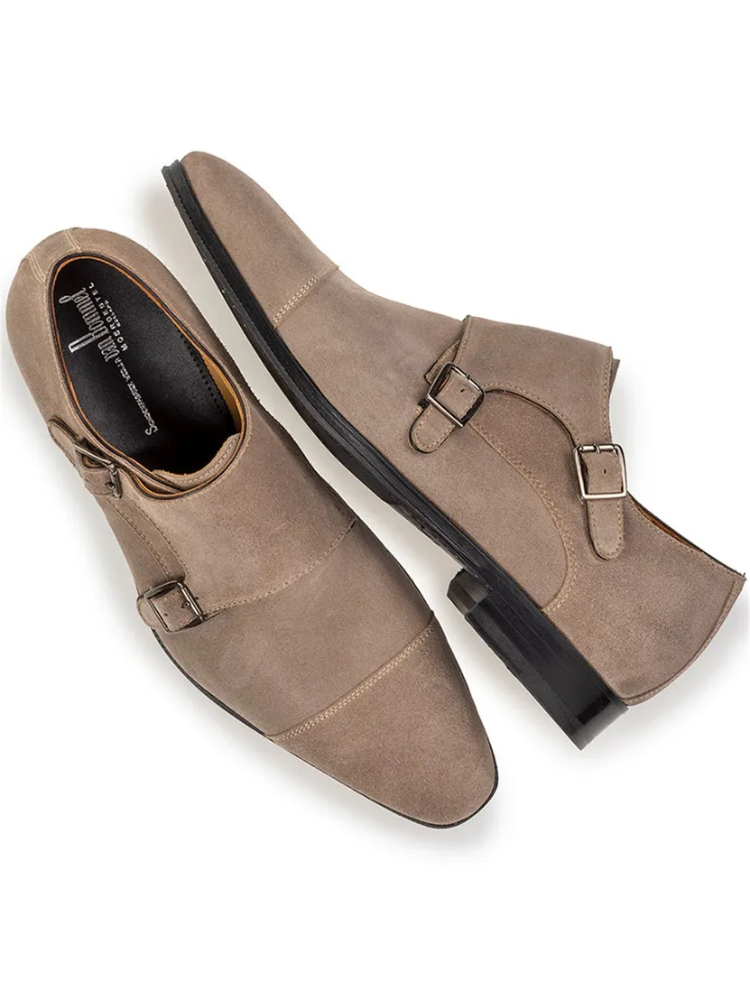 suede van Bommel nette schoen gesp bruin effen