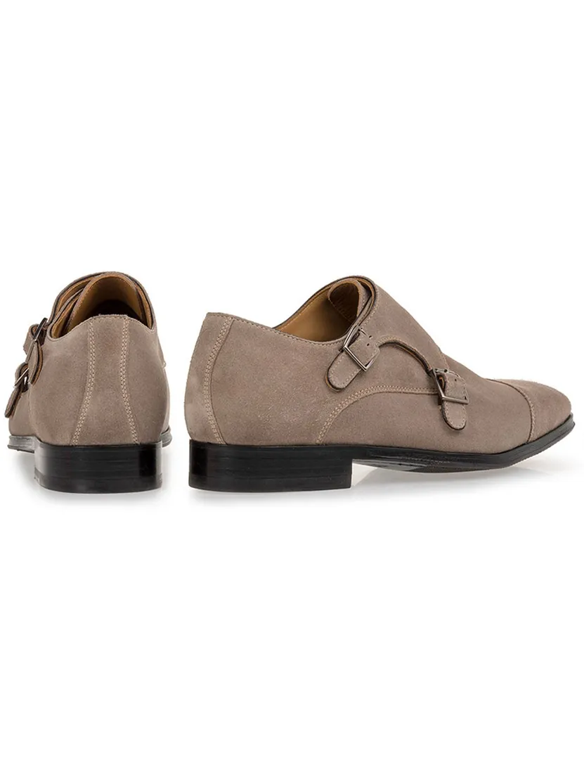 suede van Bommel nette schoen gesp bruin effen