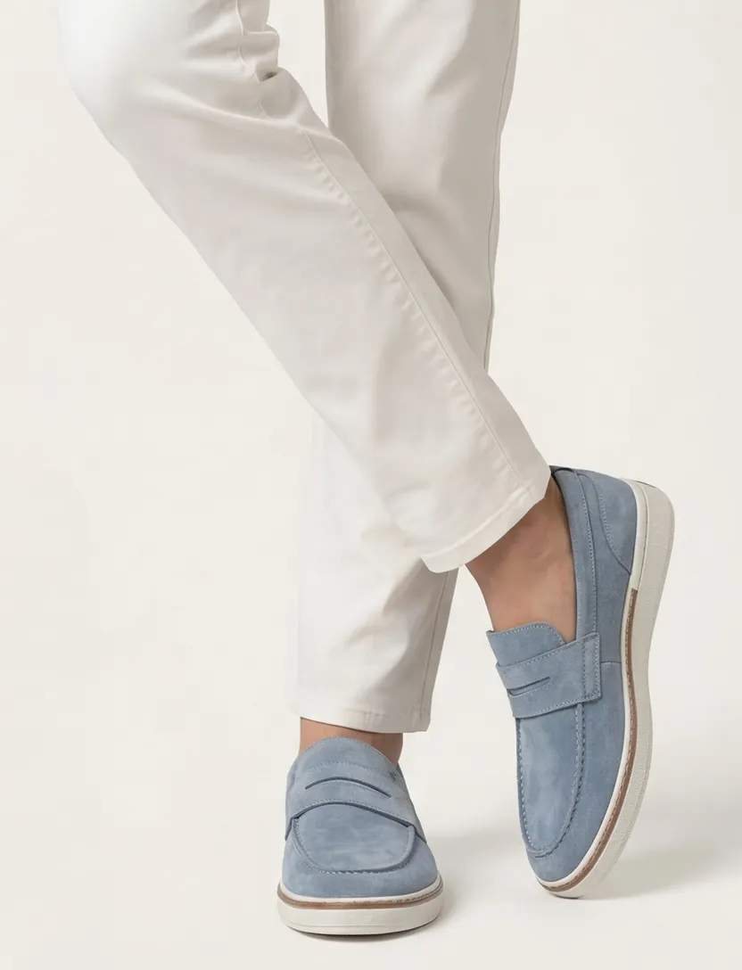 Floris van Bommel loafers blauw effen
