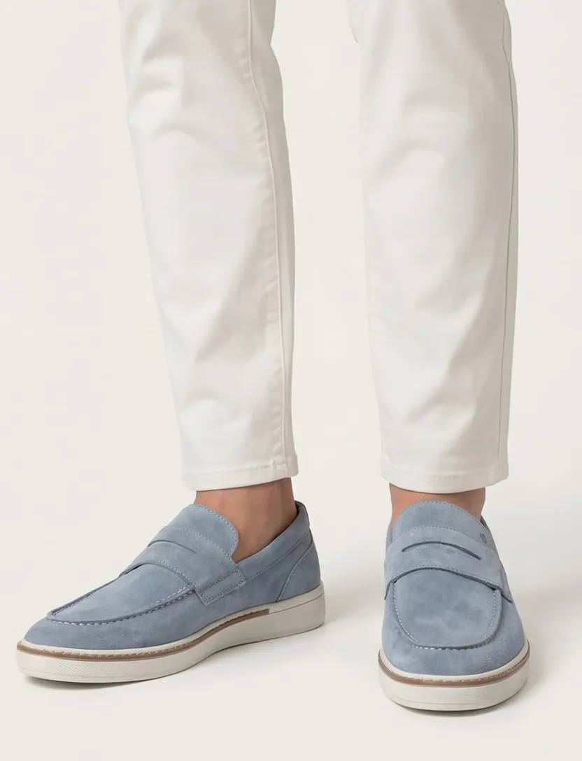 Floris van Bommel loafers blauw effen