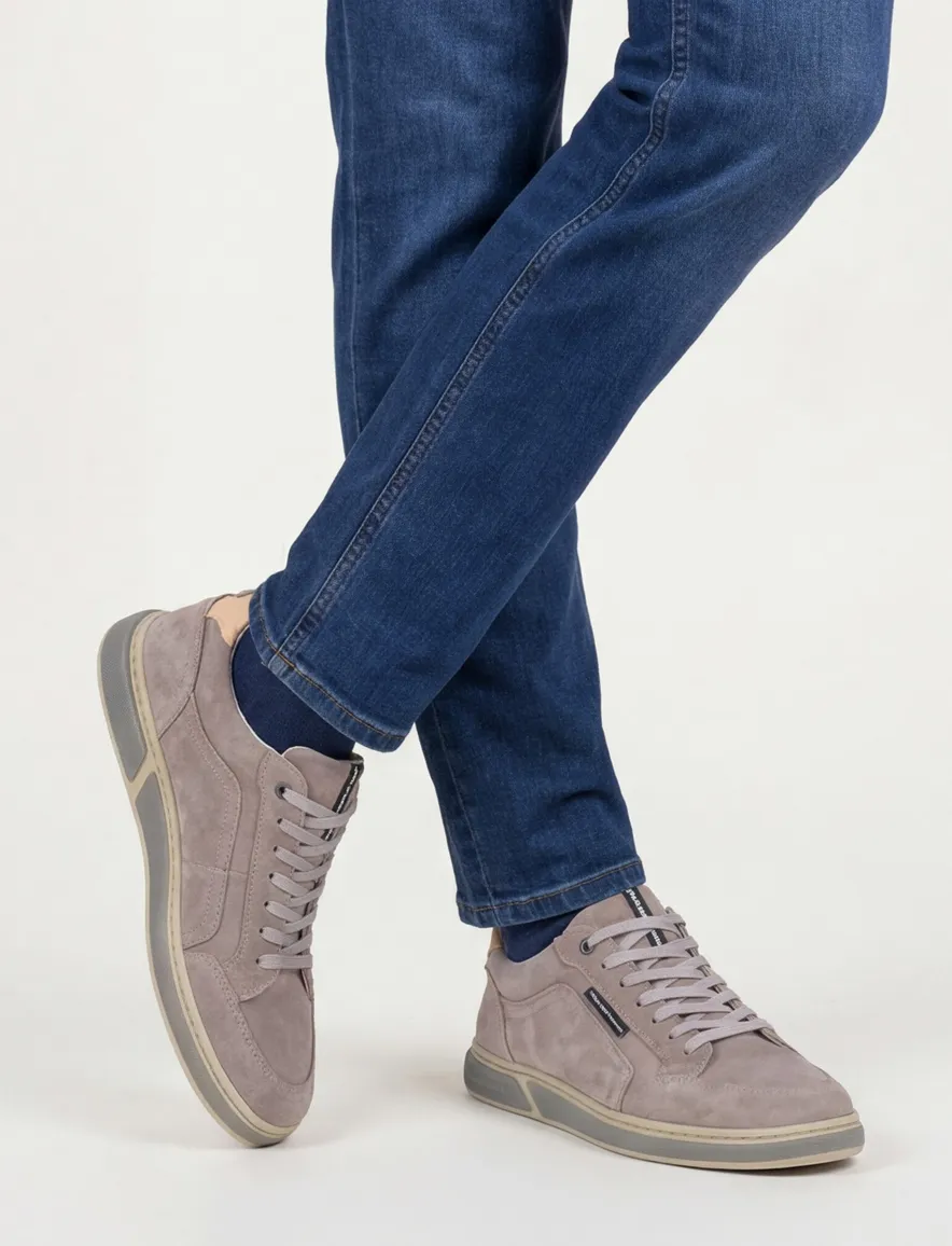 Floris van Bommel sneakers lichtbruin suede effen