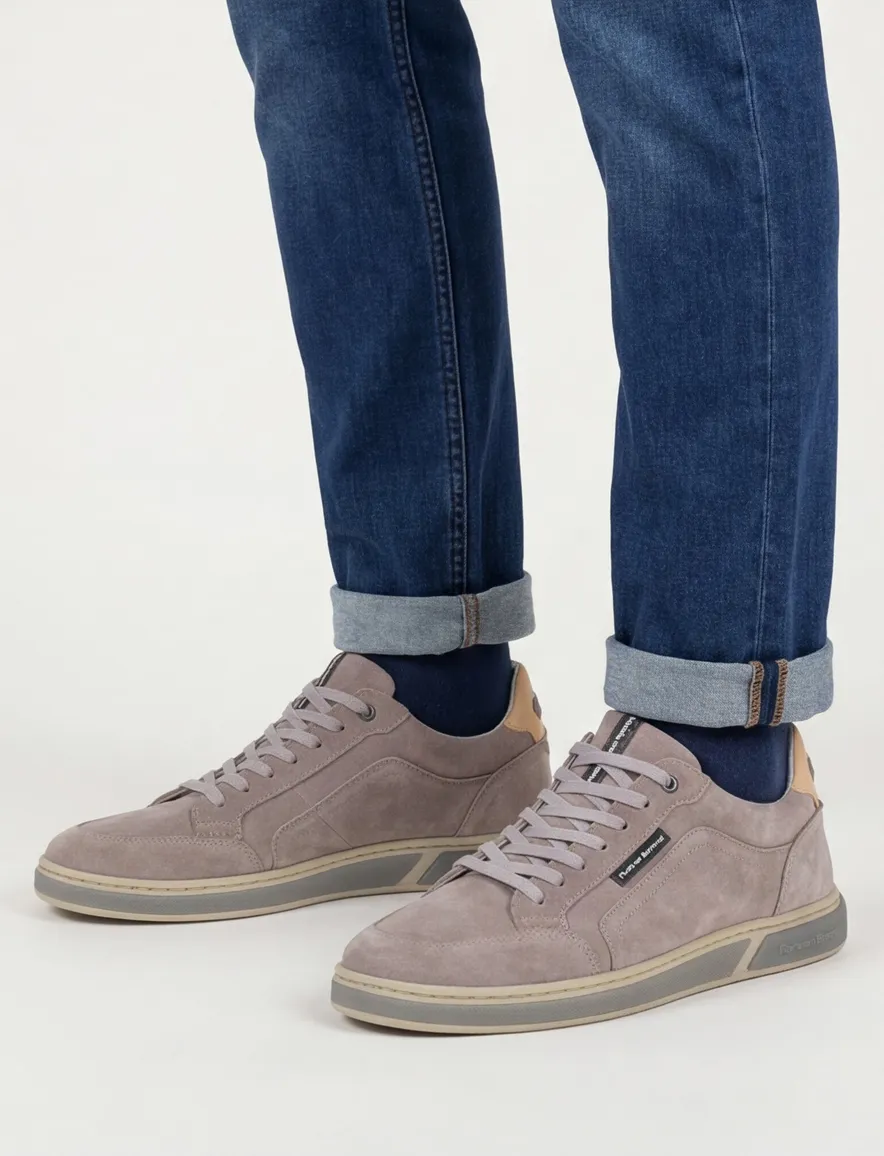 Floris van Bommel sneakers lichtbruin suede effen