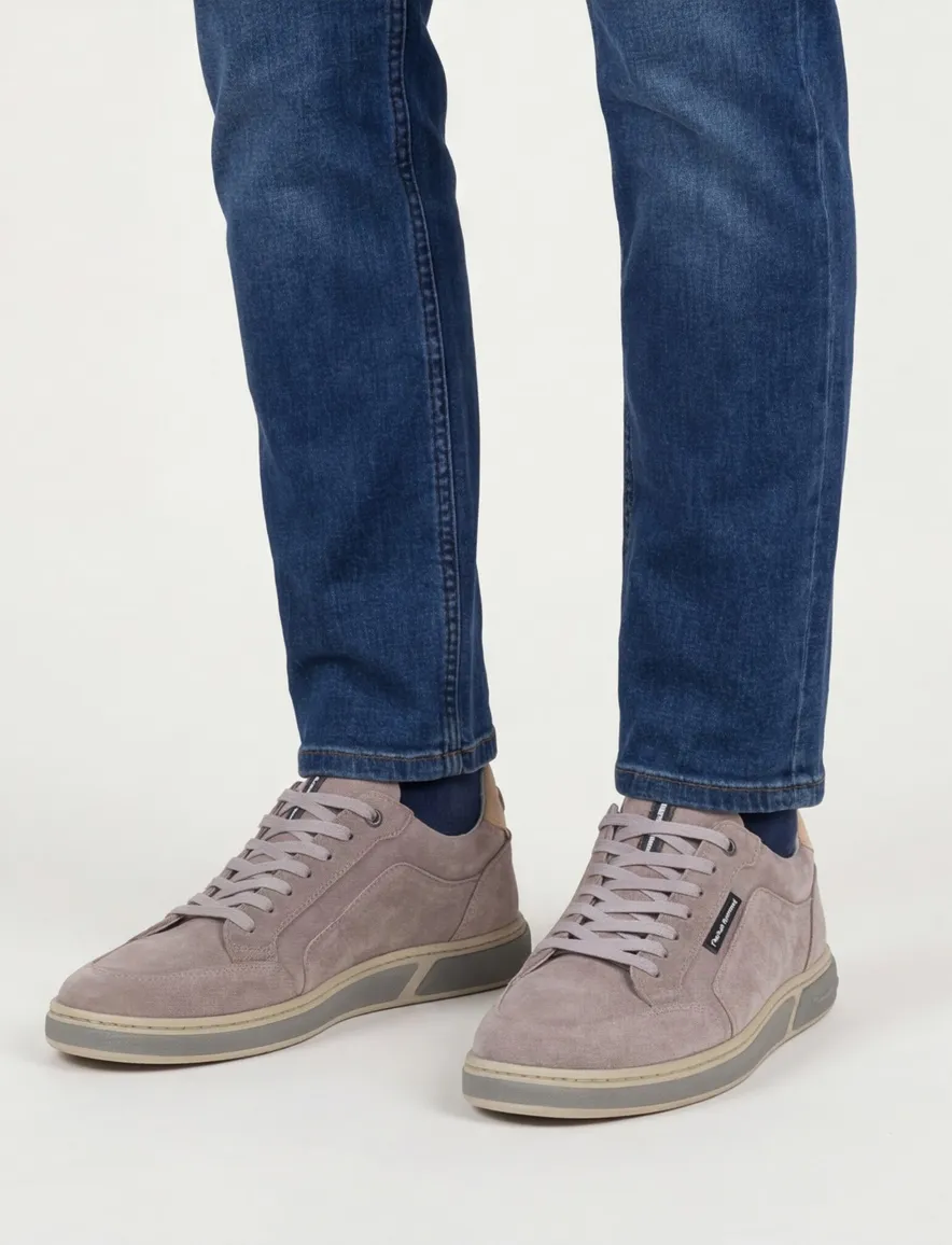 Floris van Bommel sneakers lichtbruin suede effen