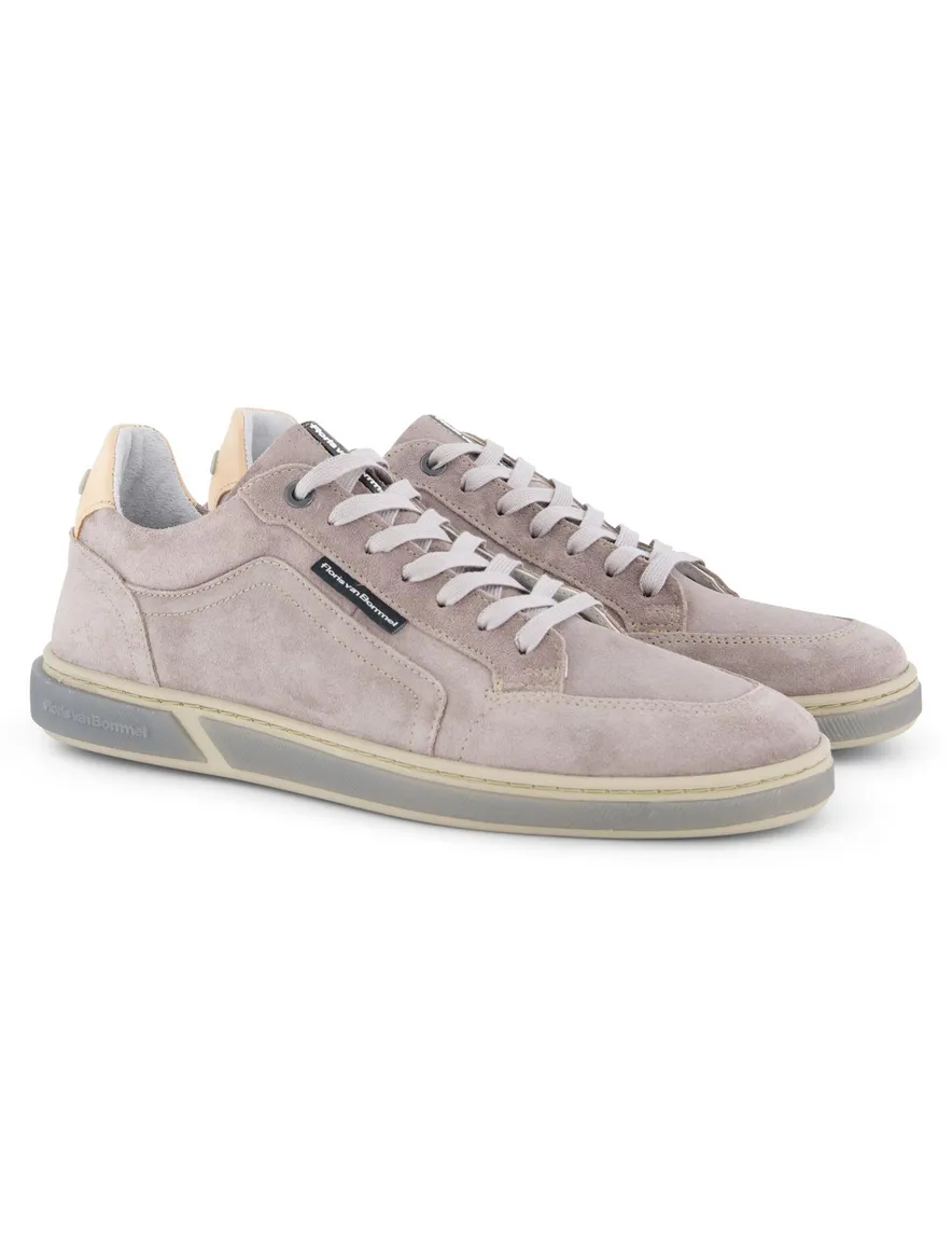 Floris van Bommel sneakers lichtbruin suede effen