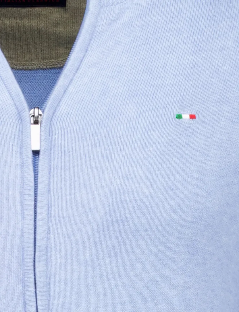katoenen Portofino vest lichtblauw effen normale fit