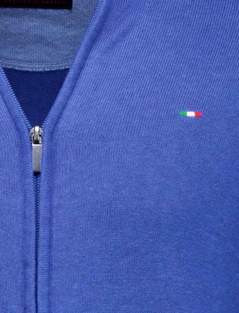 katoenen Portofino vest kobaltblauw effen normale fit
