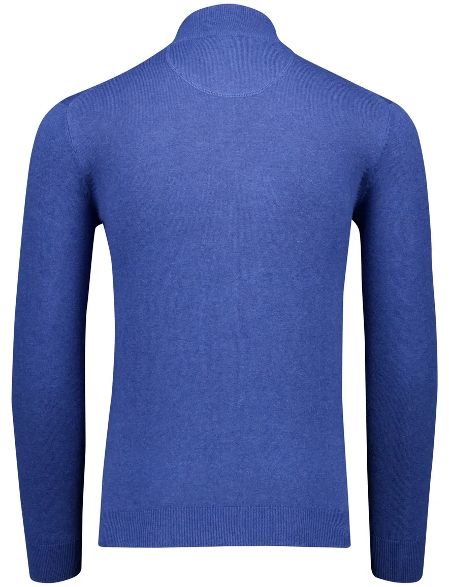 Portofino vest blauw gemeleerd hoge hals katoen
