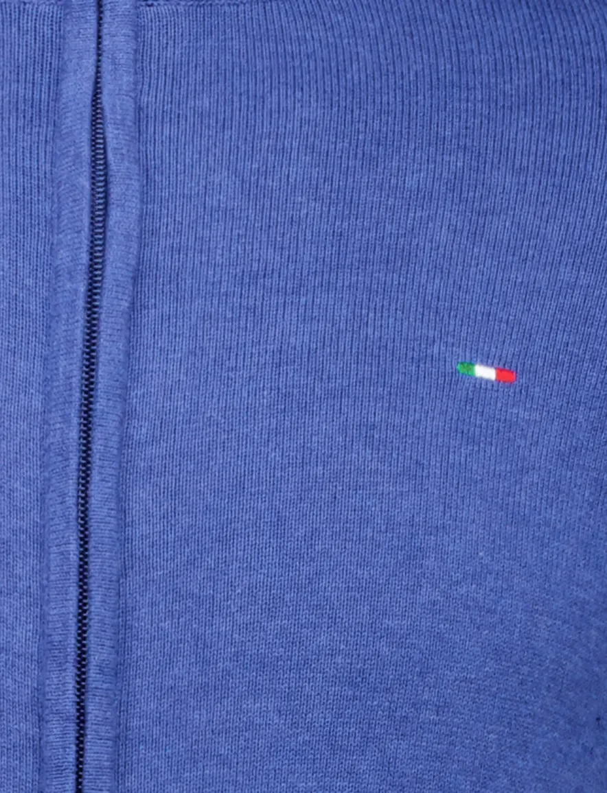 Portofino vest blauw gemeleerd hoge hals katoen
