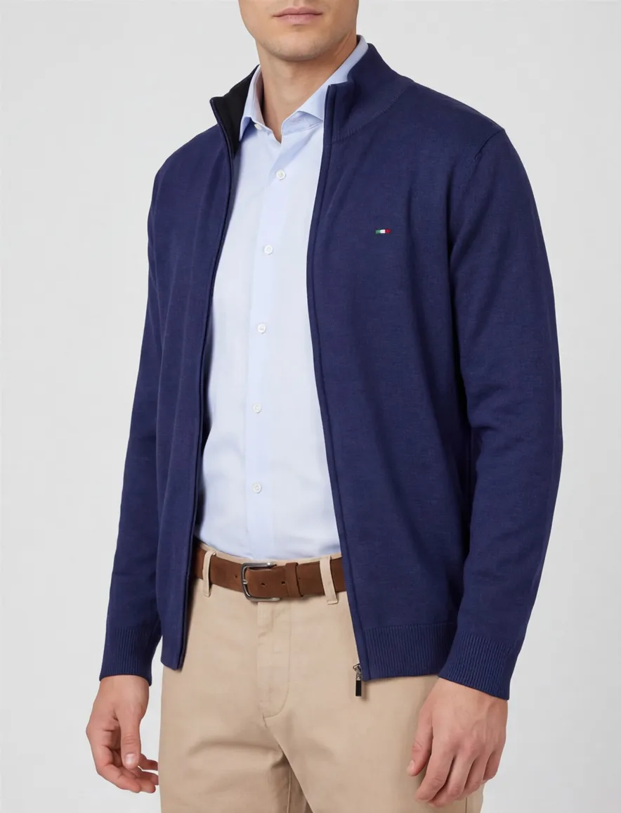 Portofino vest donkerblauw effen katoen
