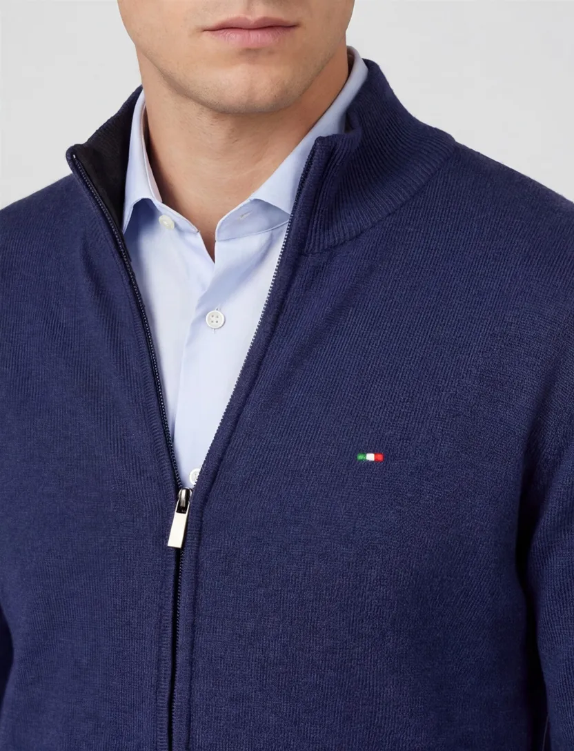 Portofino vest donkerblauw effen katoen