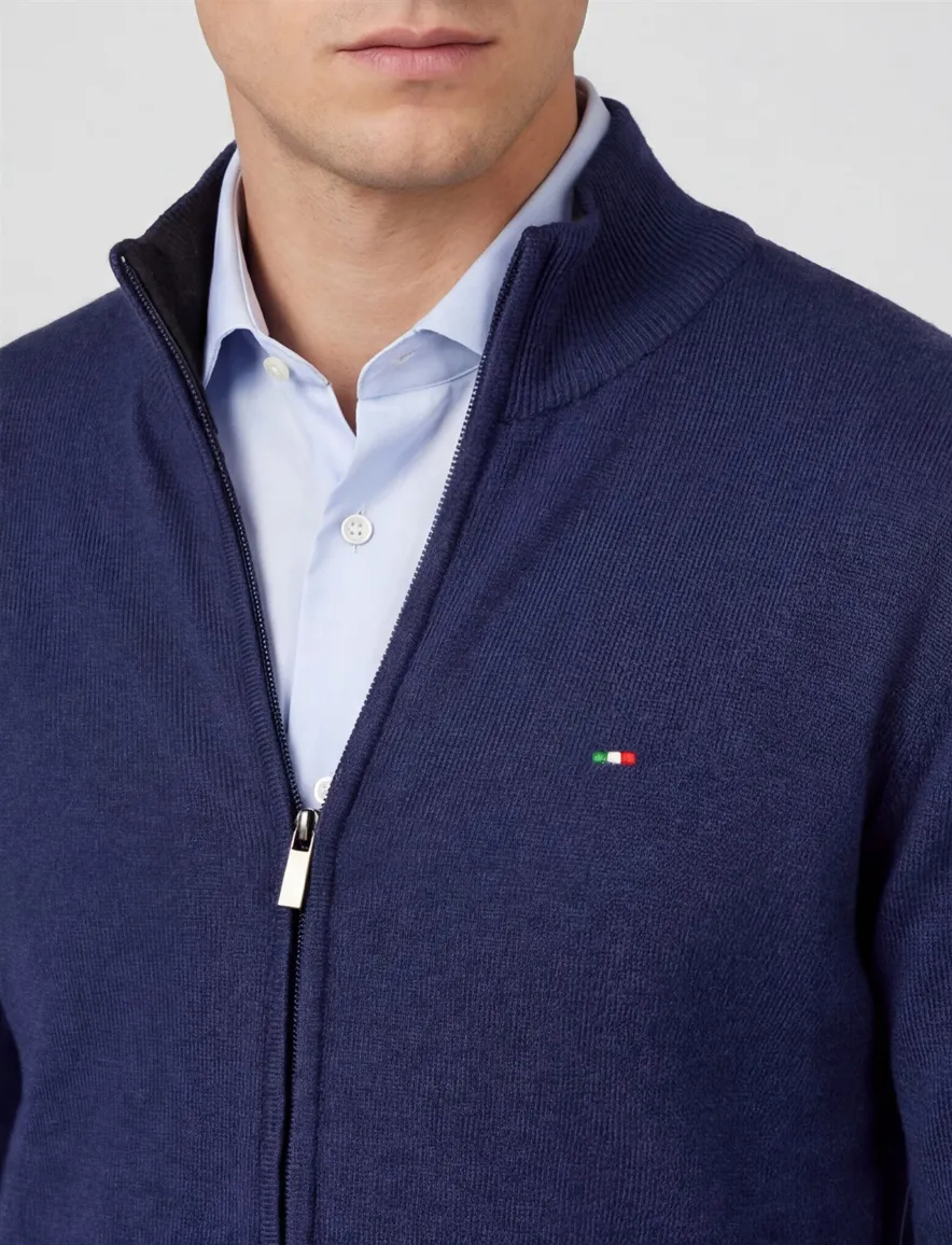 Portofino vest donkerblauw effen katoen