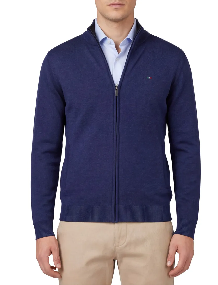 Portofino vest donkerblauw effen katoen