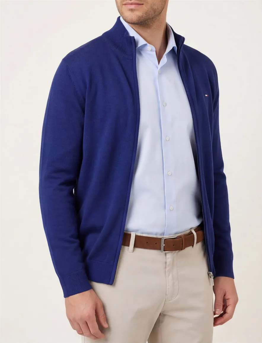 Portofino vest royaal blauw katoen hoge hals
