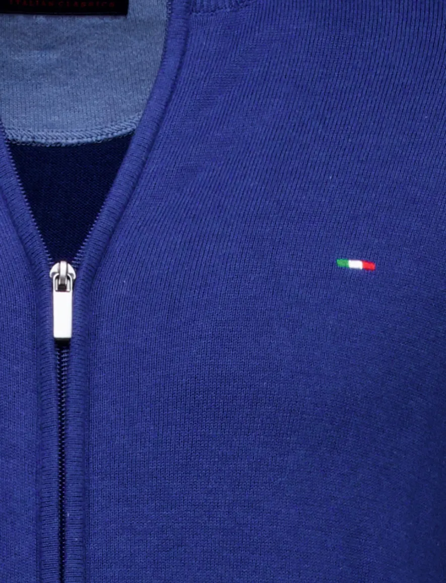 Portofino vest royaal blauw katoen hoge hals
