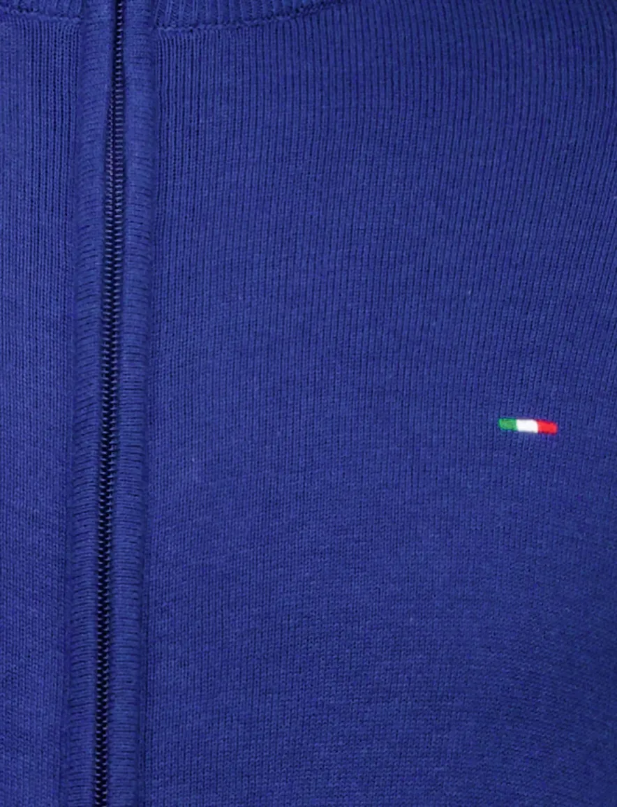 Portofino vest royaal blauw katoen hoge hals