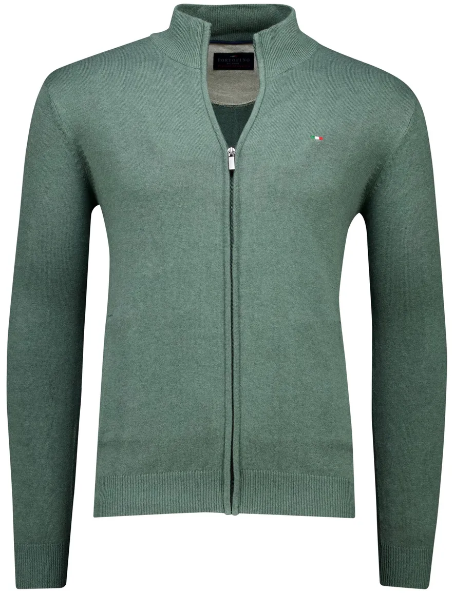 Portofino vest groen hoge hals katoen
